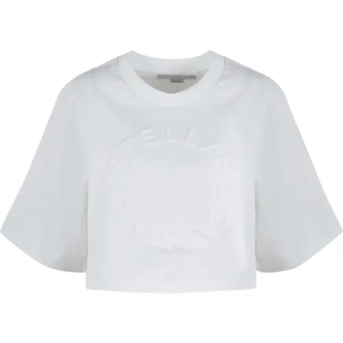 Flock Embossed Logo Crop Tee , female, Sizes: M - Stella Mccartney - Modalova