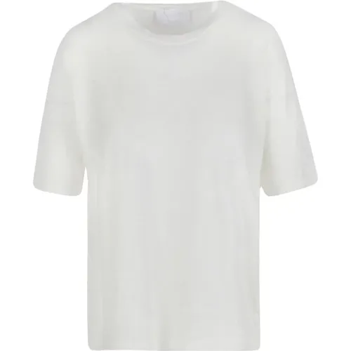 Linen T-shirt with Round Neck , female, Sizes: XS, M, S - Daniele Fiesoli - Modalova