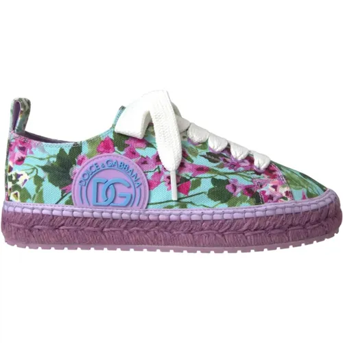 Floral Canvas Espadrilles Sneakers , female, Sizes: 3 UK, 4 UK - Dolce & Gabbana - Modalova