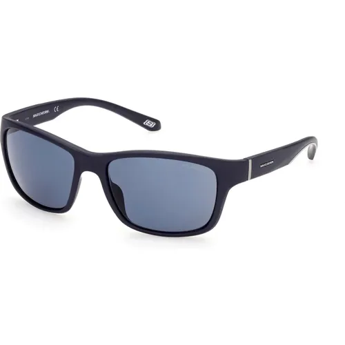Blaue Polarisierte Aviator Sonnenbrille , Herren, Größe: 58 MM - Skechers - Modalova
