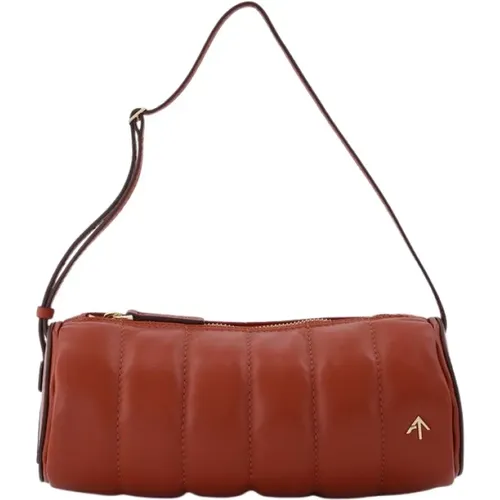 Padded Cylinder Bag in Leather , female, Sizes: ONE SIZE - Manu Atelier - Modalova