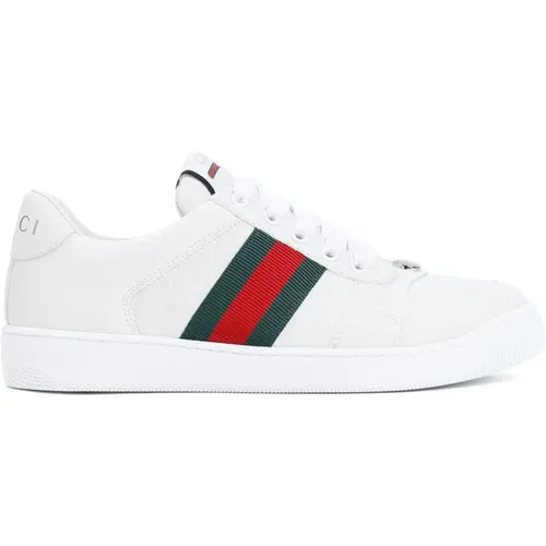 Embossed Logo Leather Sneakers Nude , female, Sizes: 4 1/2 UK, 5 UK, 3 UK - Gucci - Modalova