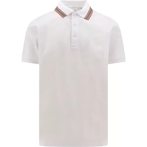 Weißes Polo-Shirt mit Logo-Stickerei - Burberry - Modalova
