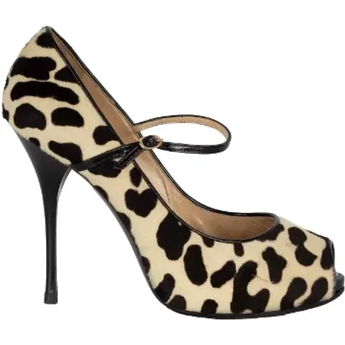 Leopard Print Ponyhair Peep-toe Pumps , female, Sizes: 5 1/2 UK - Giuseppe Zanotti Pre-owned - Modalova