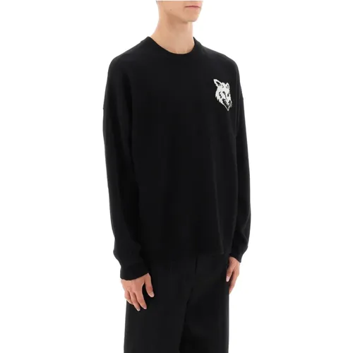 Fox Head Wool Sweater , male, Sizes: S, XL, M, L - Maison Kitsuné - Modalova