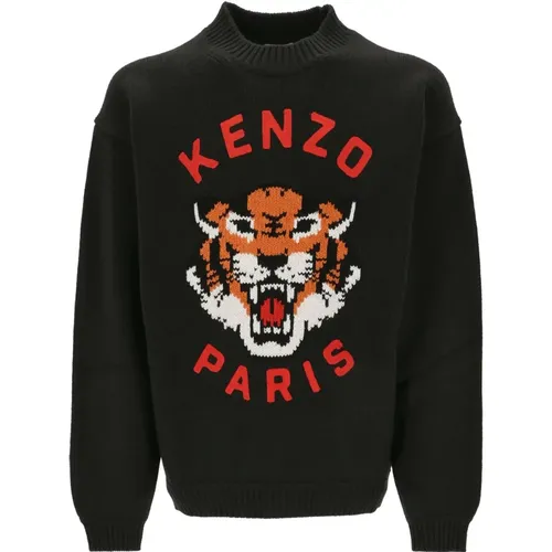 Schwarzer Lucy Tiger Strickpullover , Herren, Größe: XL - Kenzo - Modalova