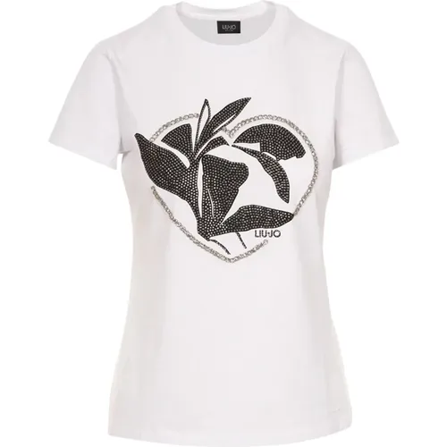 Damen T-Shirt mit Strassdruck , Damen, Größe: M - Liu Jo - Modalova