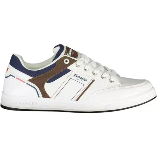 Men's White Polyester Sneaker with Logo Print , male, Sizes: 7 UK - Carrera - Modalova