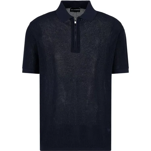 Knitted Polo Shirt Size: M, colour: Navy , male, Sizes: L, XL - Emporio Armani - Modalova