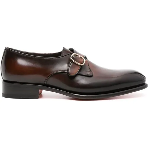 Leather monk strap shoes , male, Sizes: 10 UK, 8 UK - Santoni - Modalova