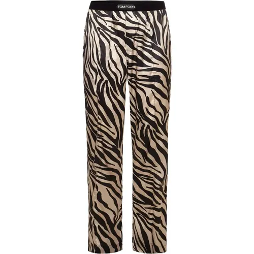 Printed Satin Pyjama Pants , male, Sizes: XL - Tom Ford - Modalova