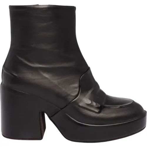 Moderne schwarze Lederstiefeletten , Damen, Größe: 36 EU - DEL Carlo - Modalova