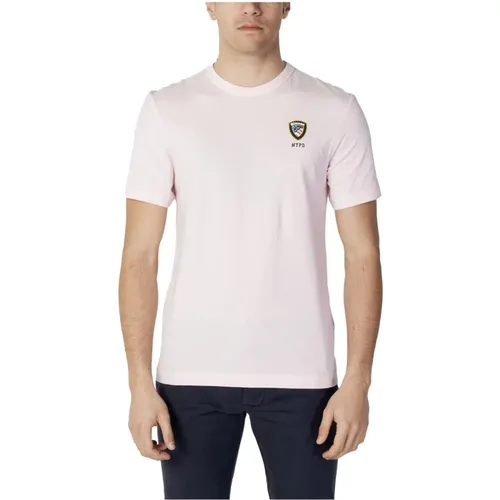 Rosa Einfaches T-Shirt mit Kurzen Ärmeln , Herren, Größe: M - Blauer - Modalova