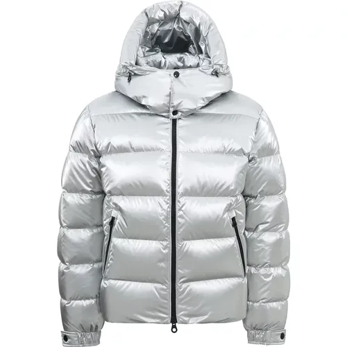 Silver Down Puffer Jacket with Detachable Hood , male, Sizes: 2XL, M, XL, L - duvetica - Modalova