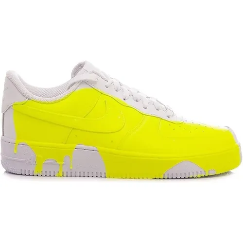 Customized Air Force 1 07 White Yellow Fluorescent , male, Sizes: 9 UK, 8 UK, 11 1/2 UK, 12 UK, 10 UK, 4 1/2 UK, 7 UK, 35 EU, 34 EU, 5 UK, 13 UK, 8 1/ - Nike - Modalova
