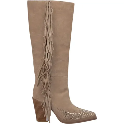 Side fringed heel boot , female, Sizes: 2 UK, 7 UK, 4 UK, 3 UK, 8 UK, 6 UK, 5 UK - Alma en Pena - Modalova