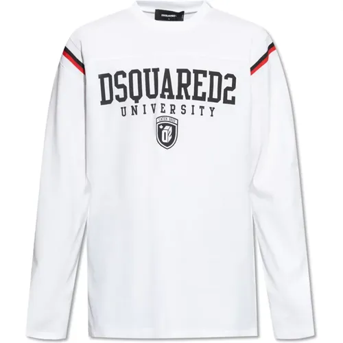 T-Shirt mit langen Ärmeln , Herren, Größe: 2XL - Dsquared2 - Modalova