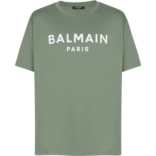 T-Shirt mit Paris-Print , Herren, Größe: M - Balmain - Modalova