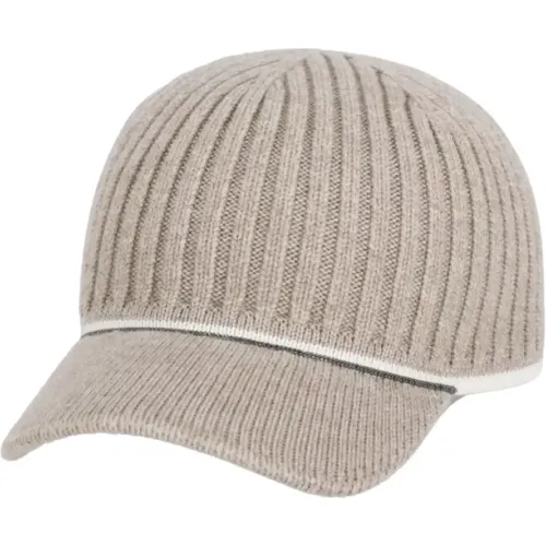 Knitted Baseball Cap with Brass Detail , female, Sizes: M - BRUNELLO CUCINELLI - Modalova