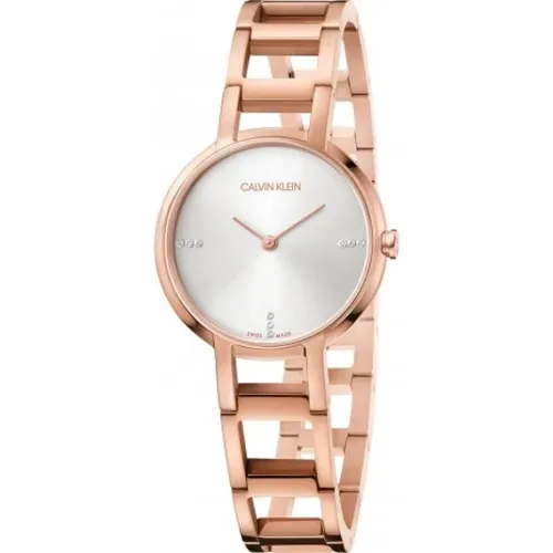Rose Gold Quartz Watch with Stone-Adorned Dial , female, Sizes: ONE SIZE - Calvin Klein - Modalova