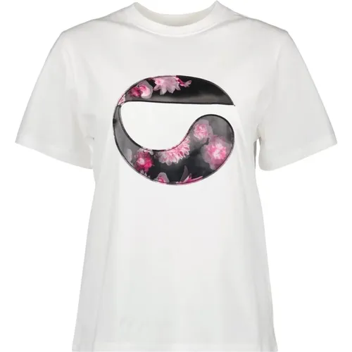 Holographisches Blumenlogo Oversized T-Shirt,Holographisches Oversized-Blumenlogo-T-Shirt - Coperni - Modalova