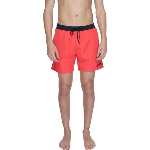 Rotes Badebekleidung mit Schnürsenkeln - Polyester , Herren, Größe: M - Hugo Boss - Modalova