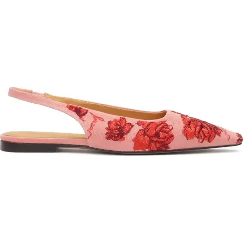 Rosa flache Pumps im Blumenmotiv des Autors , Damen, Größe: 36 EU - Kazar - Modalova