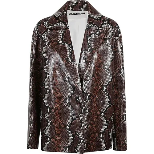Python Leather V-Neck Jacket , female, Sizes: XS - Jil Sander - Modalova