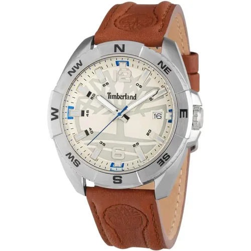 Cream Leather Quartz Watch, 5Atm , male, Sizes: ONE SIZE - Timberland - Modalova