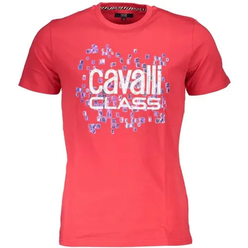 Rotes Logo Print Rundhals T-Shirt - Cavalli Class - Modalova