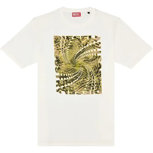 T-Shirt mit optischem Zebra-Camouflage-Logo-Print,Herren Spiral Grafik T-Shirt - Diesel - Modalova