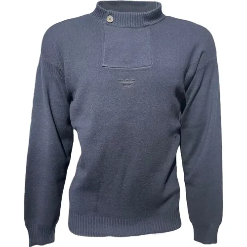 High Neck Eagle Print Sweatshirt Navy , male, Sizes: M, S, XL, 3XL, 2XL, L - Emporio Armani - Modalova