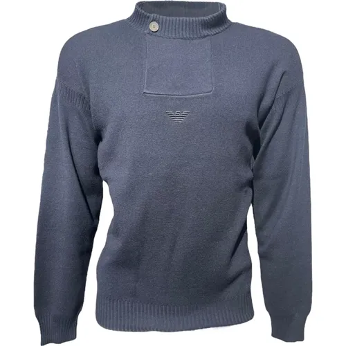 High Neck Eagle Print Sweatshirt Navy , male, Sizes: S, XL, 2XL, L - Emporio Armani - Modalova