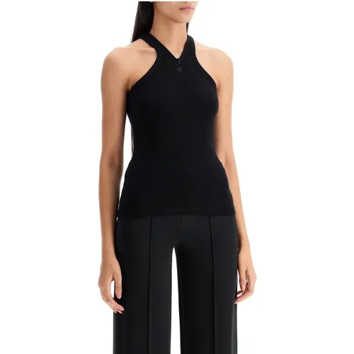 Geripptes Tanktop mit Reißverschluss , Damen, Größe: XS - Courrèges - Modalova