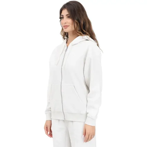 Weiße Zip-Hoodie-Sweatshirt , Damen, Größe: S - Puma - Modalova