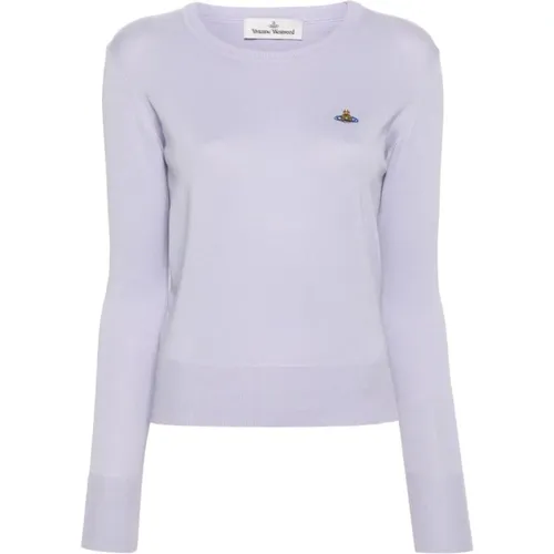 Lavender Knit Sweater with Orb Logo , female, Sizes: XS, L - Vivienne Westwood - Modalova