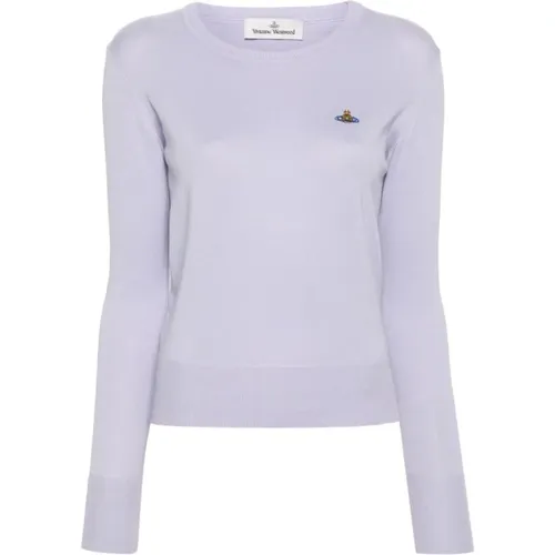 Lavender Knit Sweater with Orb Logo , female, Sizes: XS, S, L - Vivienne Westwood - Modalova