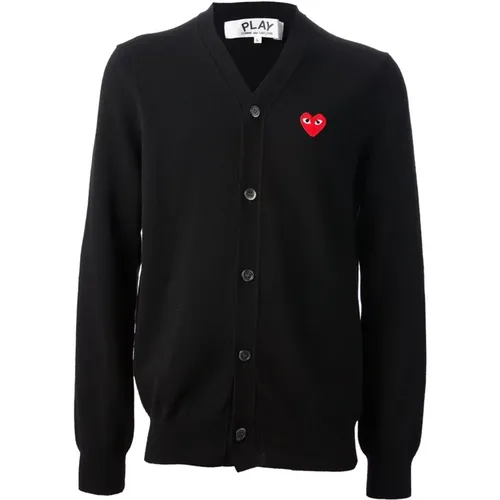 Red Heart Wool Cardigan V-Neck , male, Sizes: 2XL, L - Comme des Garçons Play - Modalova