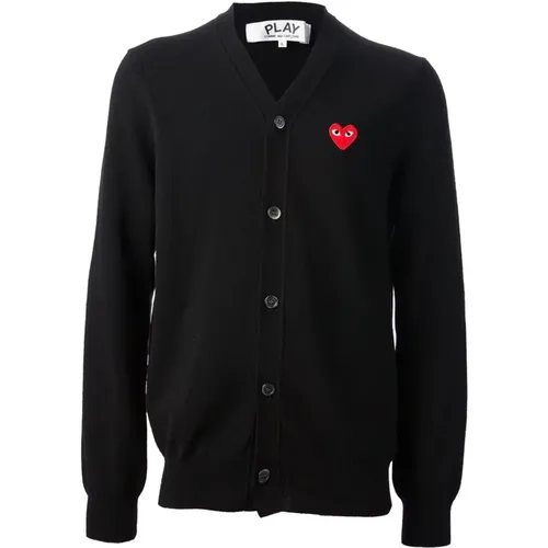 Red Heart Wool Cardigan V-Neck , male, Sizes: 2XL, XL, L, M - Comme des Garçons Play - Modalova