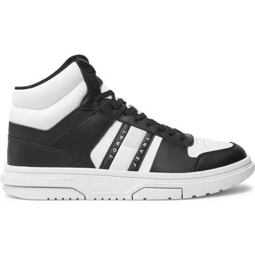 Schwarze Leder High Top Sneakers - Tommy Jeans - Modalova