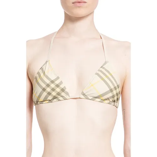 Weizen-Signatur-Halterneck-Bikini-Top , Damen, Größe: L - Burberry - Modalova