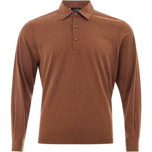 Silk Long Sleeve Polo Shirt , male, Sizes: L - Gran Sasso - Modalova