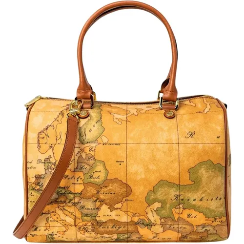 Geo Map Print Leather Tote Bag , female, Sizes: ONE SIZE - Alviero Martini 1a Classe - Modalova