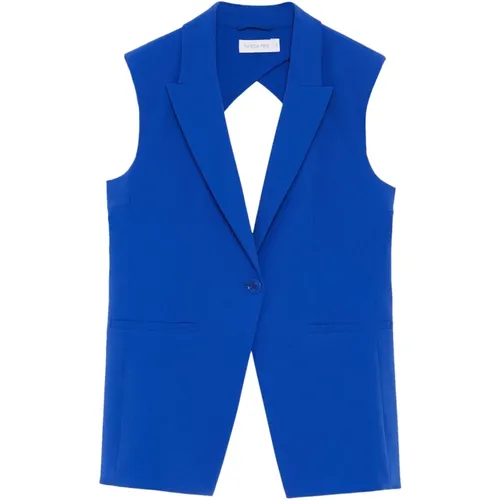 Blauer Wellenärmelloser Pullover , Damen, Größe: 2XS - PATRIZIA PEPE - Modalova