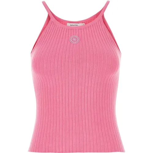 Rosa Viskose Tanktop , Damen, Größe: M - Sporty & Rich - Modalova