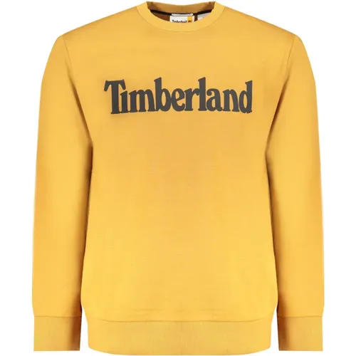 Brauner Langarm-Sweatshirt mit Druck , Herren, Größe: 2XL - Timberland - Modalova