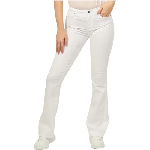 Weiße Flare Fit Denim Jeans , Damen, Größe: W26 - Emporio Armani - Modalova