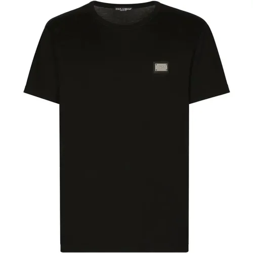 Classic Plaque T-Shirt , male, Sizes: M, 2XL, L - Dolce & Gabbana - Modalova