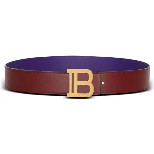 Reversible leather B-Belt , Damen, Größe: 80 CM - Balmain - Modalova