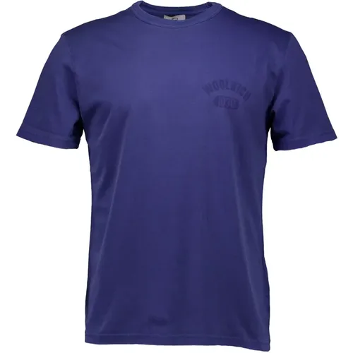 Garment Dyed Logo T-Shirt , male, Sizes: L, M, XL, 2XL - Woolrich - Modalova
